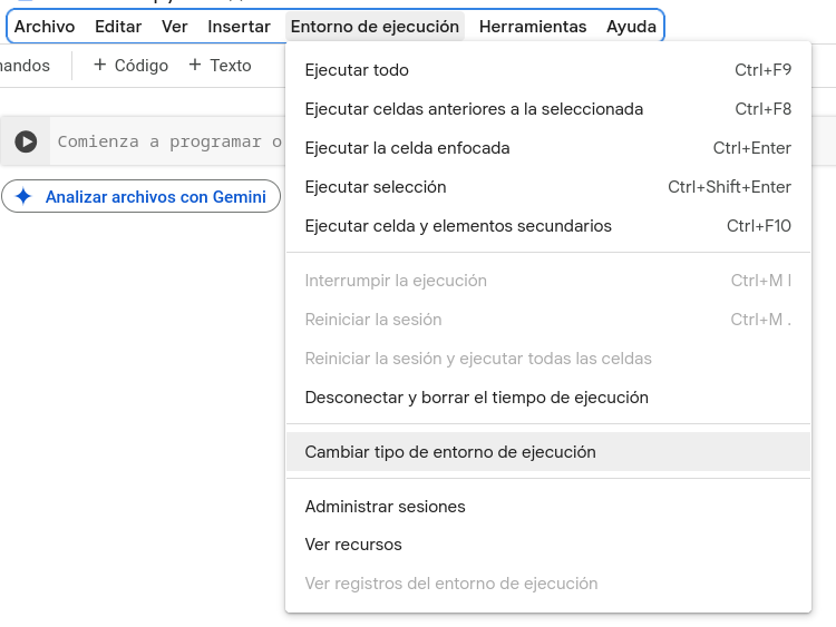 Cambiar entorno de ejecución